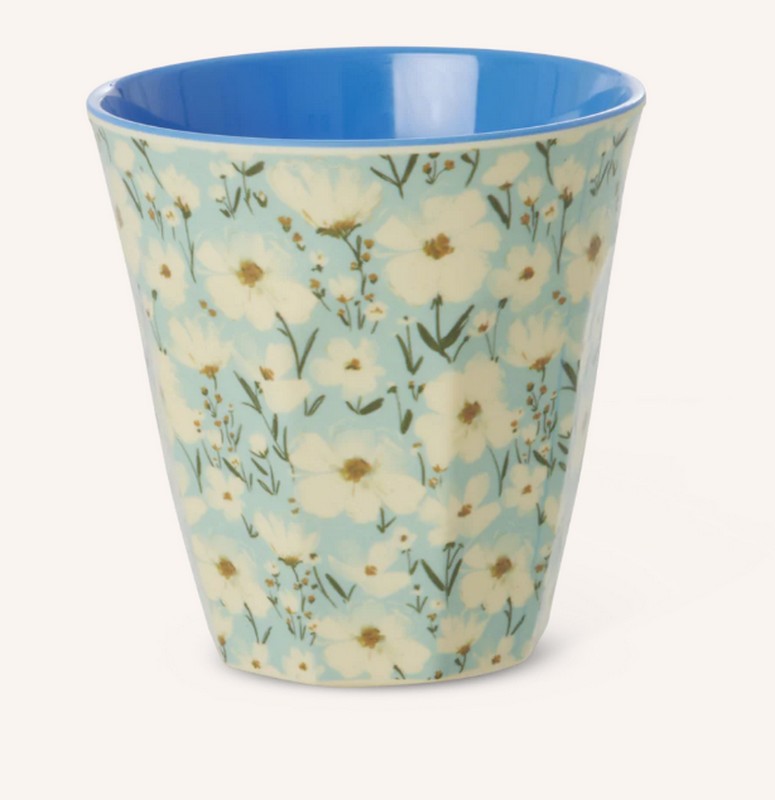 Bicchiere acqua in melamina decorato con fioritura estiva, adatto per adulti e bambini